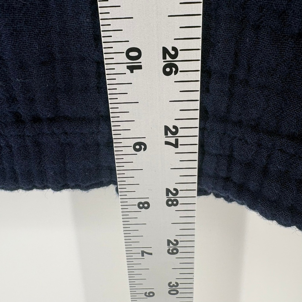 LL Bean Mens Navy Blue Double Gauze Cotton Short Sleeve Button Down Shirt Large - Picture 6 of 7